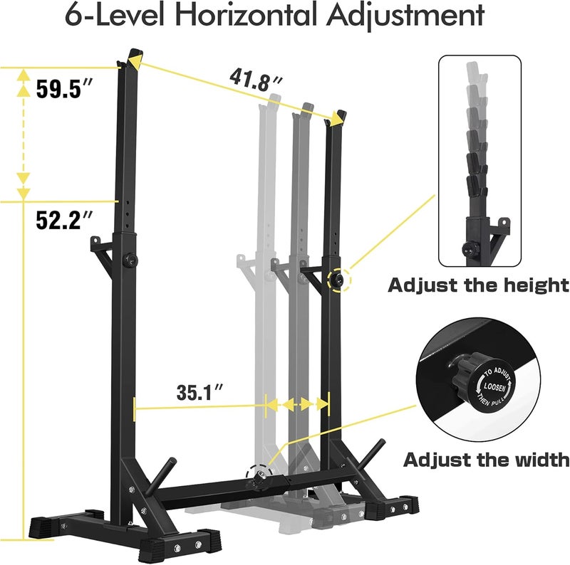 CANPA Adjustable Squat Rack Stand Multi-Function Barbell Rack Weight Lifting Gym Dumbbell Racks Home Gym Bench Press Rack Dumbbell Racks Stands 600Lbs - Image 4